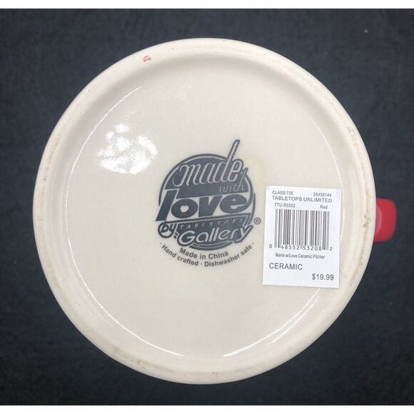 Ceramic Pitcher “Pour” Red. Made with Love Tabletops Gallery 7” - Picture 6 of 6